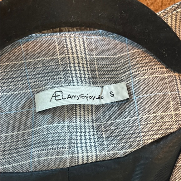 Gray Plaid Double-Breasted Blazer Dress - Picture 9 of 11